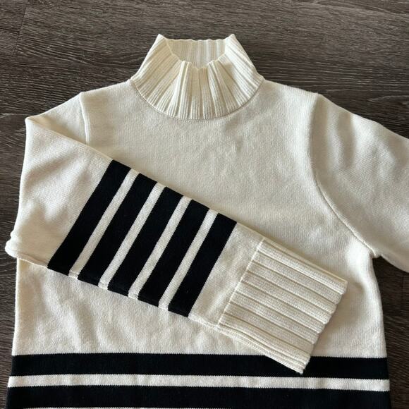 NWT Line & Dot Abbey Sweater Dress Ivory Black Stripe Turtleneck Knit Large - Picture 14 of 16